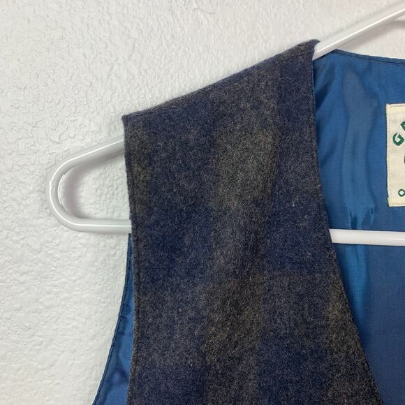 Vintage Grizzly Outfitters Plaid Wool Blend Snap Western Vest Mens Medium - Picture 2 of 8